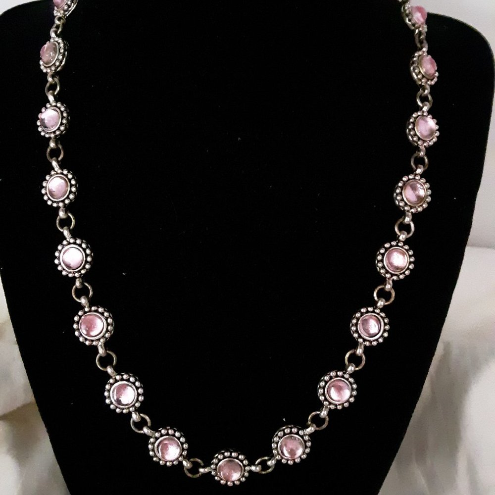 MKM Design silvertone and purple/pink stones